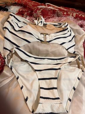 Heidi Klein Navy & White Striped Bikini Set